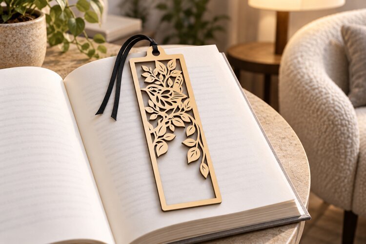 Rose Vine Rectangle Bookmark Laser Cut SVG PNG rose vine, example image 1