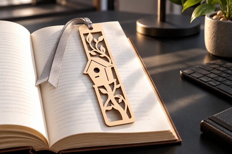 Flower Bookmark Laser Cut SVG PNG geometric flower, angular example image 1