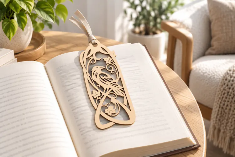 Songbird Botanical Oval Bookmark Laser Cut SVG PNG songbird