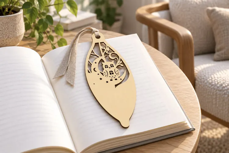 Owl Silhouette Bookmark Laser Cut SVG PNG minimal owl bookma