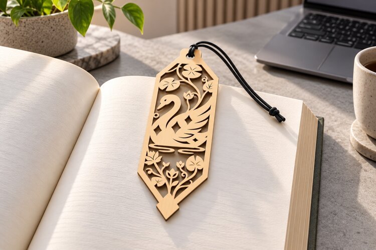 Botanical Floral Bookmark Laser Cut SVG PNG ornate botanical example image 1
