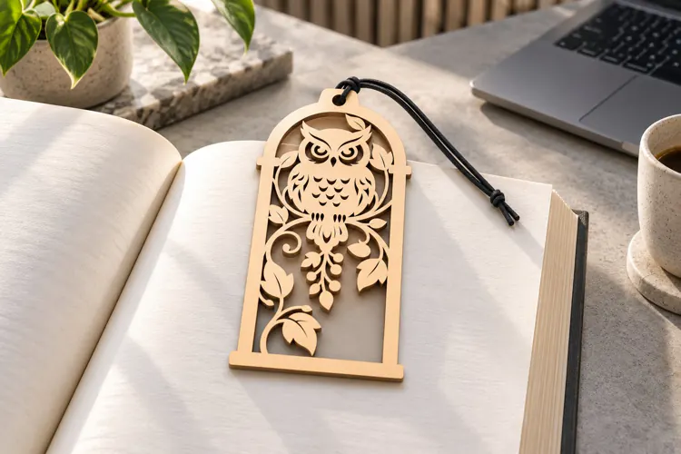 Cute Owl Flower Garden Bookmark Laser Cut SVG PNG cute owl