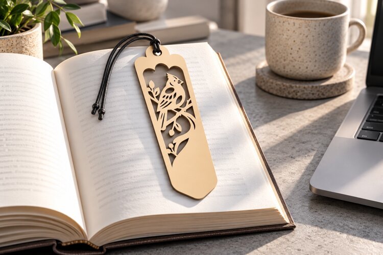 Owl Vine Pointed Bookmark Laser Cut SVG PNG owl vine motif, example image 1