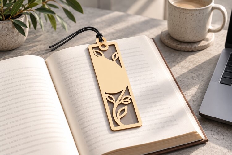 Flower Stem Bookmark Laser Cut SVG PNG minimal flower stem example image 1