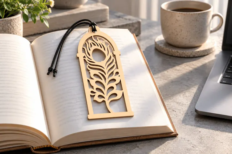 Peacock Feather Floral Bookmark Laser Cut SVG PNG peacock