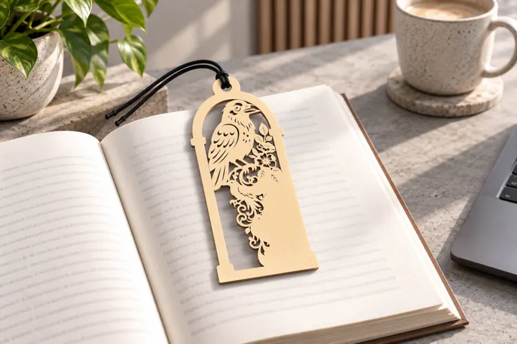 Bird and Flower Bouquet Bookmark Laser Cut SVG PNG bird flow