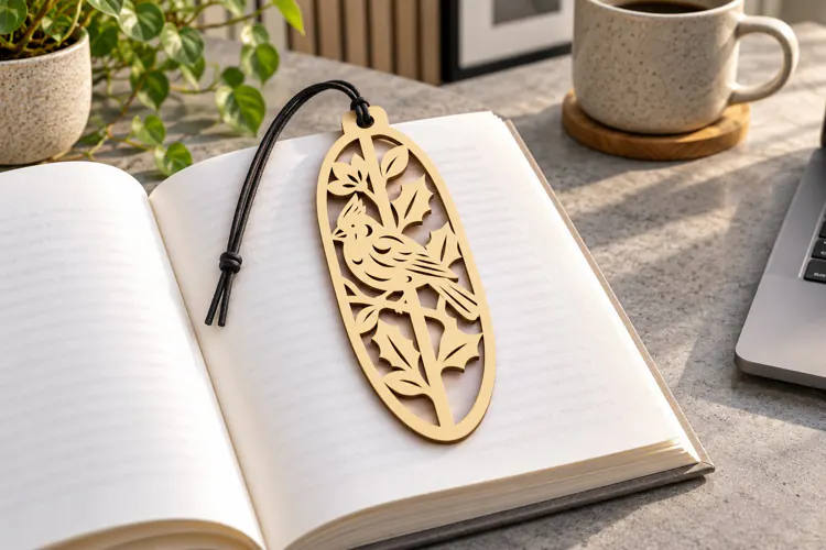 Botanical Bird Oval Bookmark Laser Cut SVG PNG botanical
