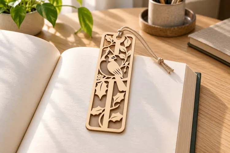 Floral Scroll Rectangle Bookmark Laser Cut SVG PNG floral
