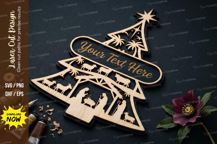 Nativity Christmas Tree laser Cut svg Cutting file