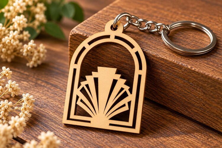 Arch Art Deco Geometric Keychain Laser Cut SVG Template example image 1