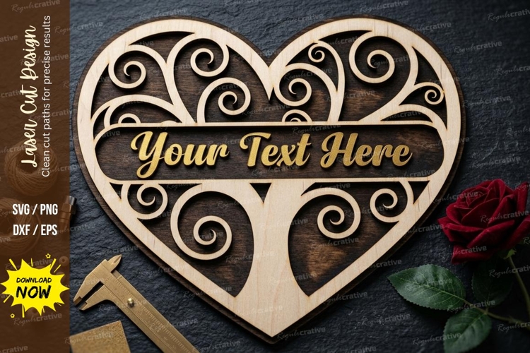 Heart Tree Frame laser Cut svg Cutting file heart tree svg