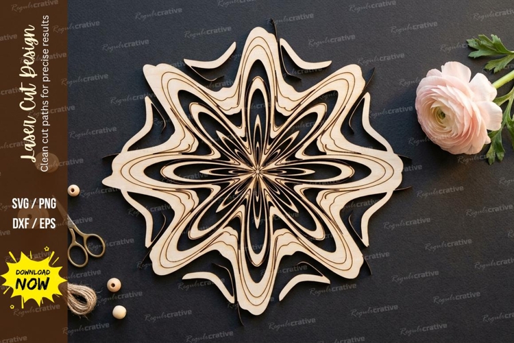 Star Floral Laser Cut SVG laser cut svg, star floral, floral