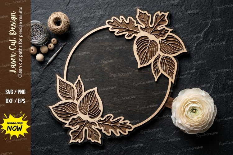 Floral Round Frame laser Cut svg Cutting file floral round