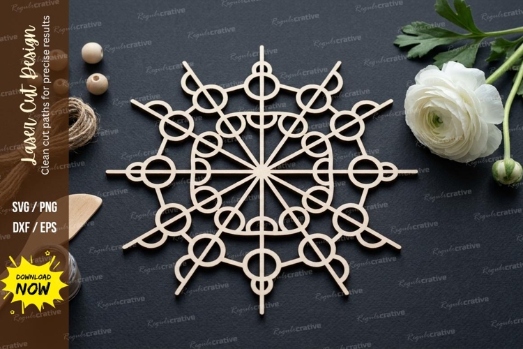 Snowflake Mandala Laser Cut SVG laser cut svg, snowflake