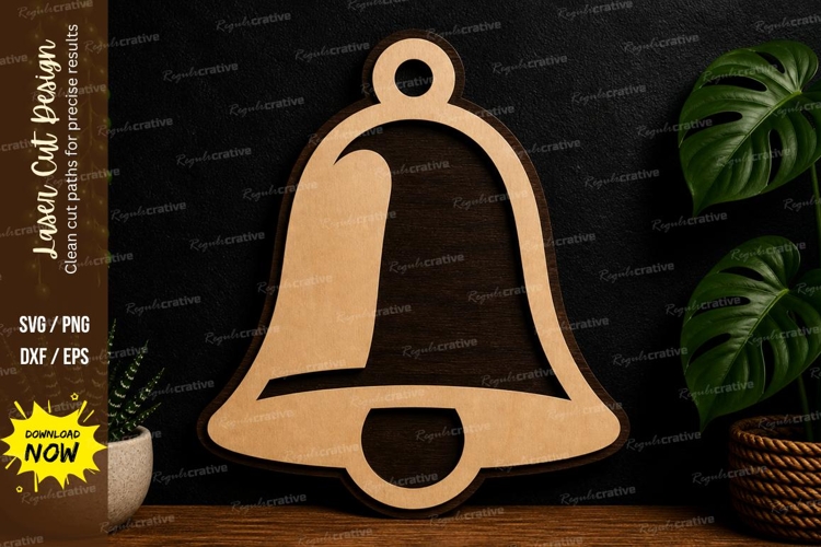 Christmas Bell Ornament laser cut svg File christmas bell example image 1