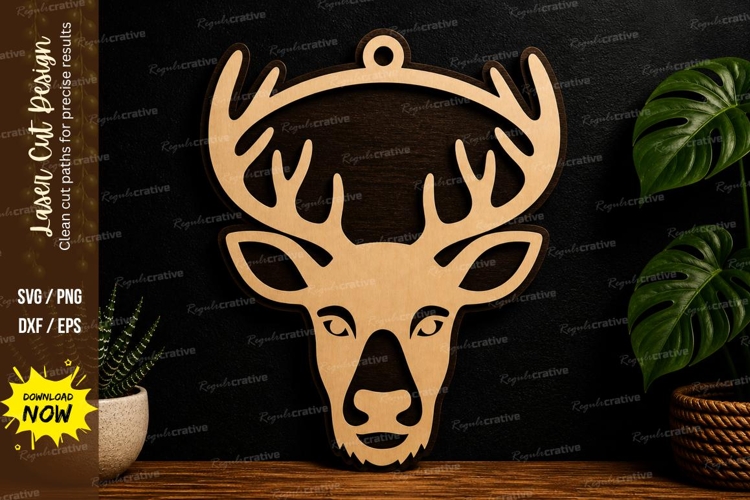 Deer Head Ornament laser cut svg File deer head laser cut example image 1