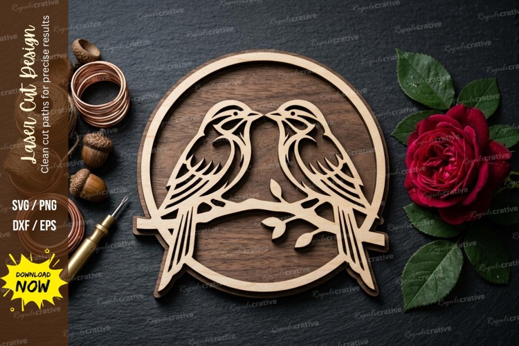 Love Birds Round laser Cut svg Cutting file love birds svg