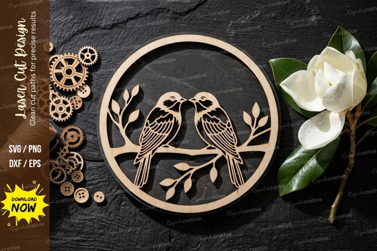 Bird Branch Frame laser Cut svg Cutting file bird branch svg