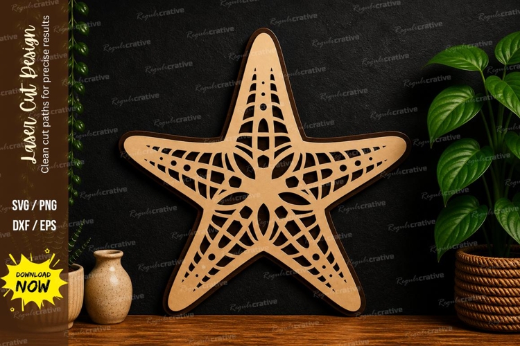 Starfish Beach Decor laser cut svg File starfish laser cut example image 1