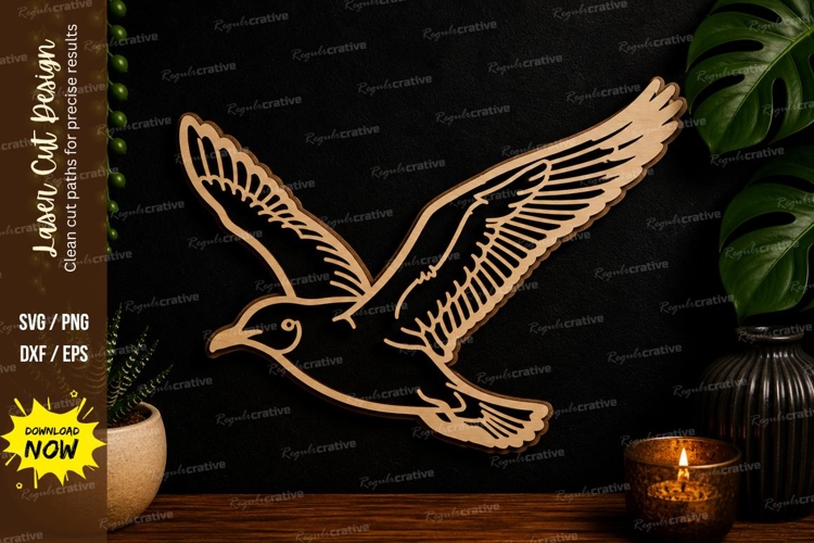 Flying Bird Silhouette laser cut svg File flying bird laser example image 1