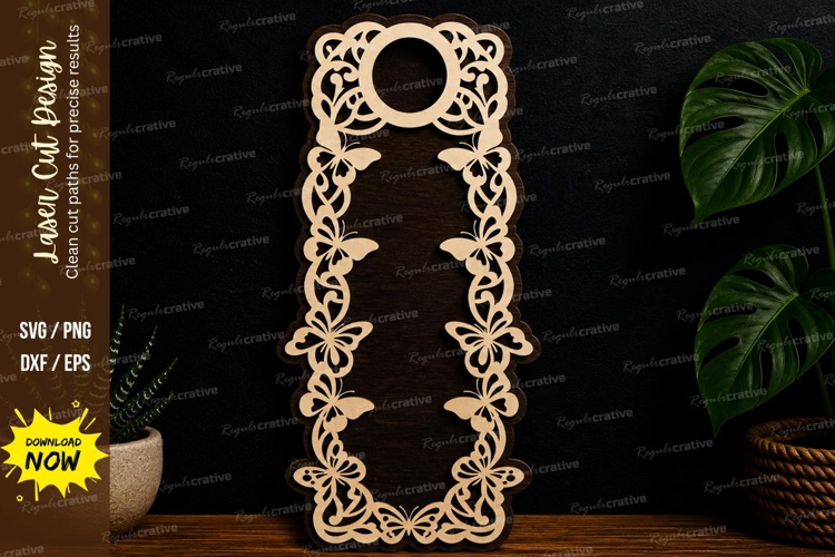 Floral Bookmark Frame laser cut svg File floral bookmark example image 1