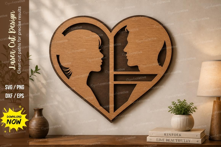 Couple Heart Frame laser Cut svg Cutting file, couple heart