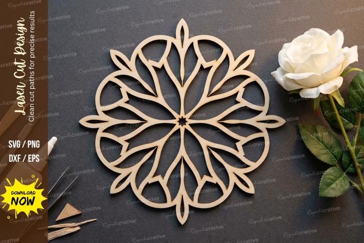 Floral Mandala Laser Cut SVG laser cut svg, floral mandala