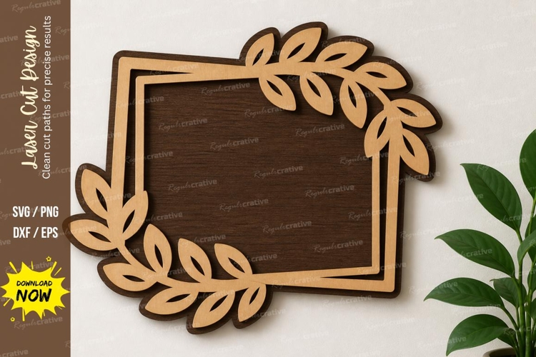 leaf name svg, leaf frame svg design, laser cut leaf frame