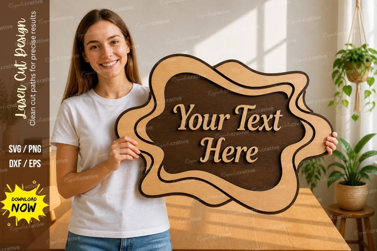 Abstract Name Frame laser Cut svg Cutting file, abstract svg