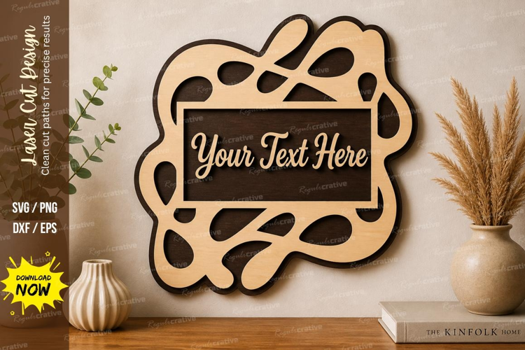 Abstract Text Frame laser Cut svg Cutting file