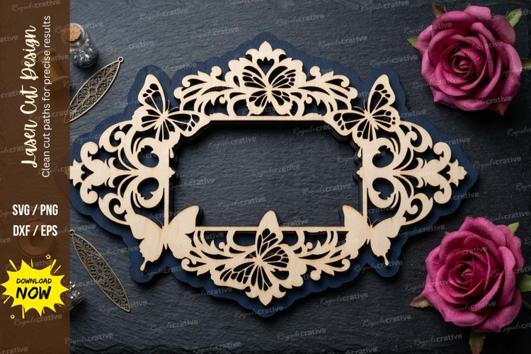 Ornate Name Frame laser Cut svg Cutting file ornate frame