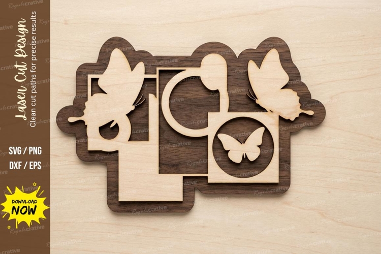 Butterfly Heart Frame laser cut svg File butterfly heart example image 1