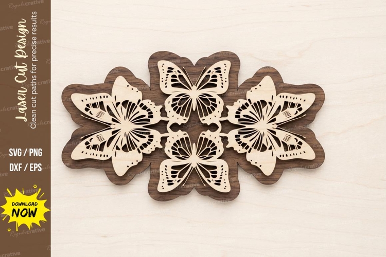 Butterfly Floral Mandala laser cut svg File butterfly floral example image 1