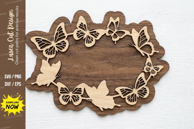 Butterfly Oval Frame laser cut svg File butterfly oval frame example image 1