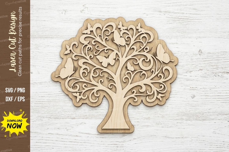 Floral Tree Mandala laser cut svg File floral tree mandala example image 1