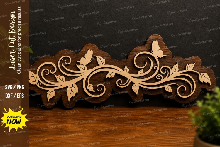 Butterfly Vine Border laser cut svg File butterfly vine example image 1