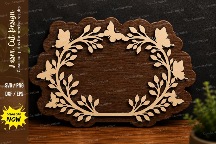 Olive Wreath Frame laser cut svg File olive wreath laser cut example image 1