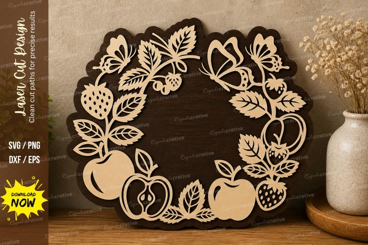 Fruit Floral Wreath laser cut svg File fruit floral wreath example image 1