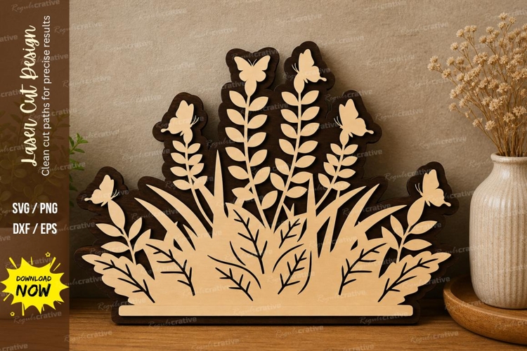 Butterfly Grass Decor laser cut svg File butterfly grass example image 1