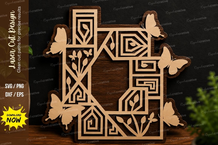 Geometric Butterfly Frame laser cut svg File geometric SVG example image 1