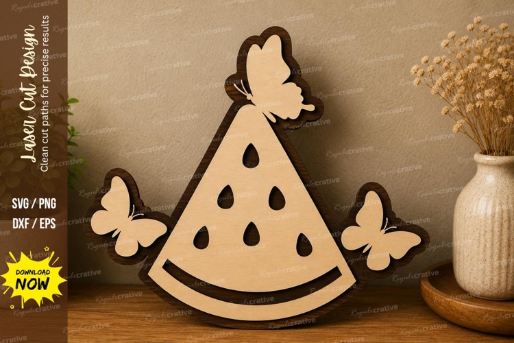 Watermelon Butterfly Art laser cut svg File watermelon b example image 1