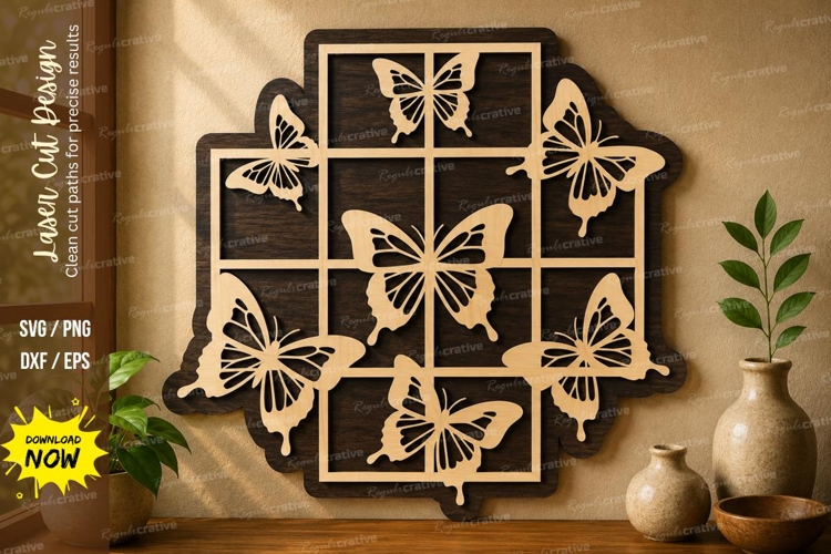 Butterfly Grid Pattern laser cut svg File butterfly grid example image 1