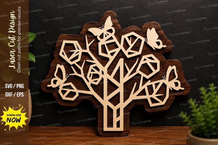 Geometric Tree Design laser cut svg File geometric tree SVG example image 1