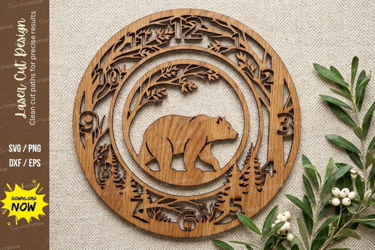 Wild Bear Nature Laser Cut, bear svg, wild bear, nature svg