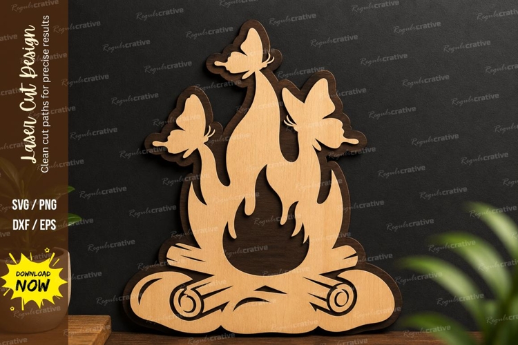 Campfire Butterfly Art laser cut svg File campfire butterfly example image 1