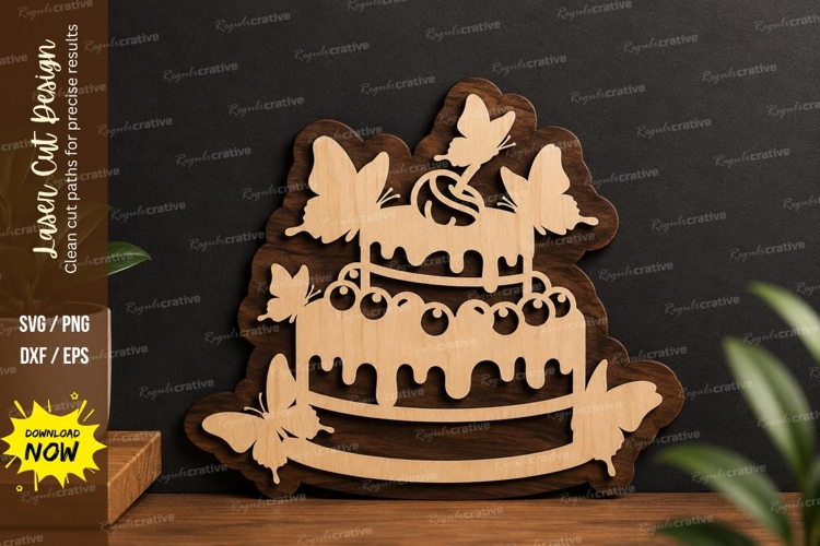 Birthday Cake Design laser cut svg File birthday cake laser example image 1