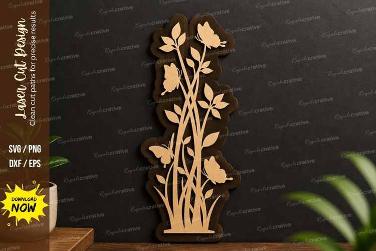 Butterfly Grass Design laser cut svg File butterfly grass example image 1