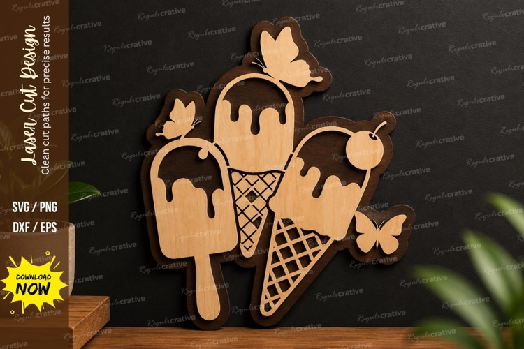 Ice Cream Cone Art laser cut svg File ice cream cone laser example image 1