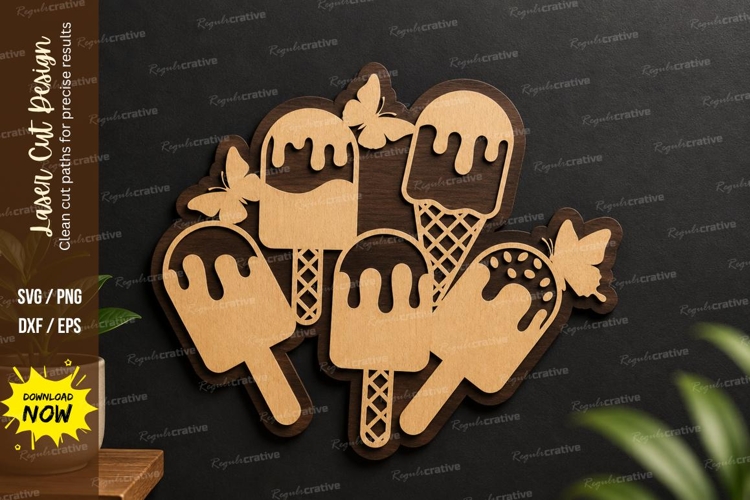 Ice Cream Popsicle Decor laser cut svg File ice cream example image 1
