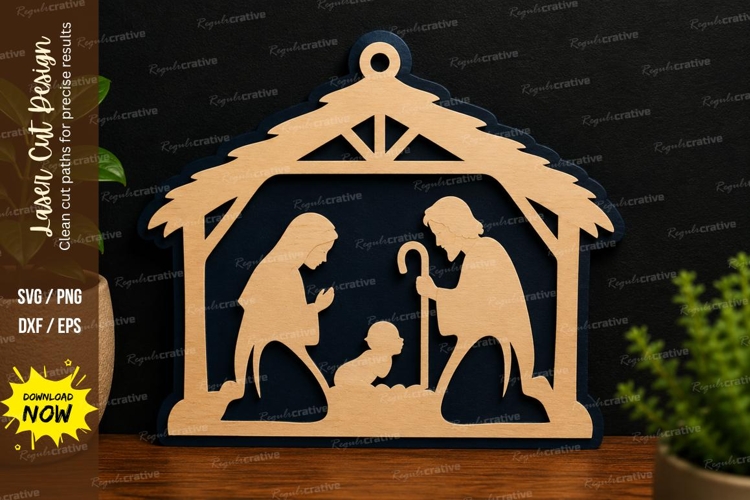 Nativity Scene Decor laser cut svg File nativity scene laser example image 1